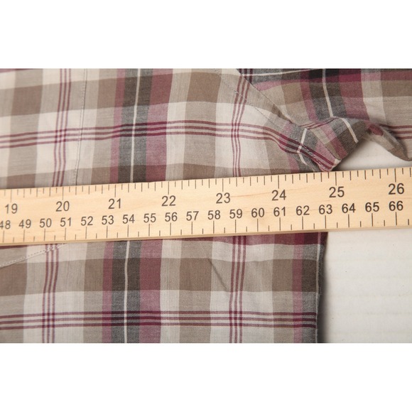 John Varvatos USA Shirt Mens 2XL Plaid Burgundy Long Sleeve Button Front Casual - Picture 8 of 11